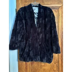 Tiny Prints for Anthropologie Navy Faux Fur Jacket
